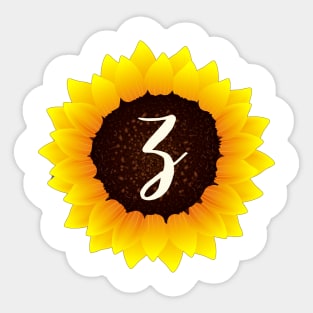 Floral Monogram Z Bright Yellow Sunflower Sticker